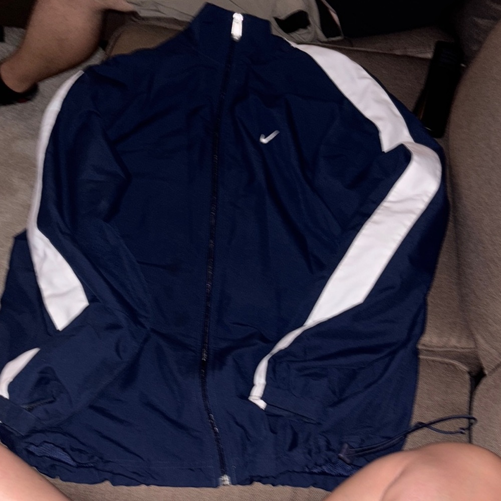 Nike Blue and White Windbreaker Jacket